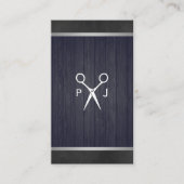 Modern Salon Shears Wood Canvas Trim Monogram 2 Visitekaartje (Voorkant)