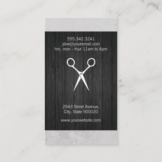 Modern Salon Shears Wood Canvas Trim Monogram Visitekaartje (Achterkant)