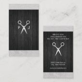 Modern Salon Shears Wood Canvas Trim Monogram Visitekaartje (Voorkant / Achterkant)
