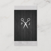 Modern Salon Shears Wood Canvas Trim Monogram Visitekaartje (Voorkant)
