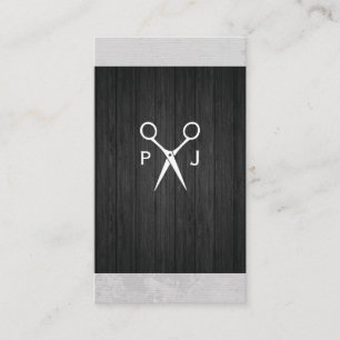 Modern Salon Shears Wood Canvas Trim Monogram Visitekaartje