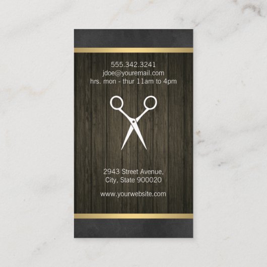 Modern Salon Shears Wood Canvas Trim Monogram Visitekaartje (Achterkant)