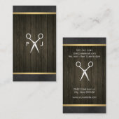Modern Salon Shears Wood Canvas Trim Monogram Visitekaartje (Voorkant / Achterkant)