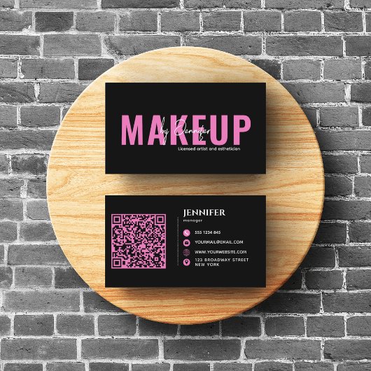 Modern Salon Spa Nails en Eyelash Black & Roze Visitekaartje
