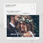 Modern Same Love New Plans Change of Date Foto Aankondigingskaart (Voorkant / Achterkant)