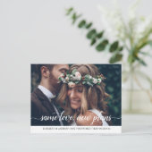 Modern Same Love New Plans Change of Date Foto Aankondigingskaart (Staand voorkant)