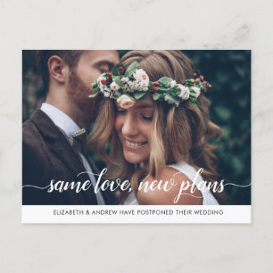 Modern Same Love New Plans Change of Date Photo Aankondigingskaart