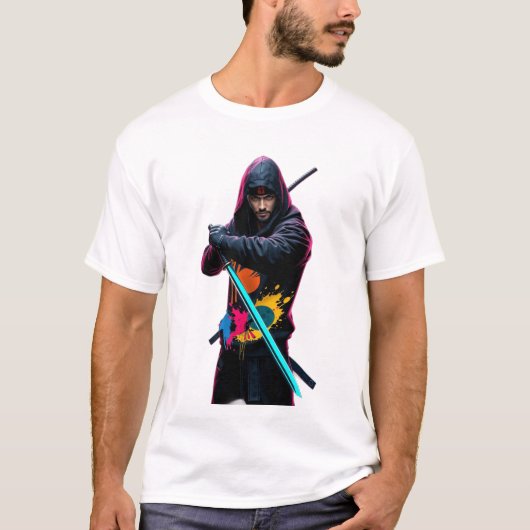 Modern samurai with a futuristic katana, t-shirt (Voorkant)