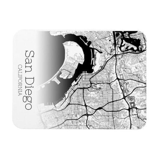 Modern San Diego City Map Magneet (Horizontaal)