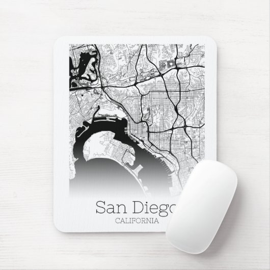 Modern San Diego City Map Muismat (Met muis)