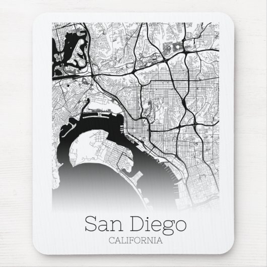Modern San Diego City Map Muismat (Voorkant)