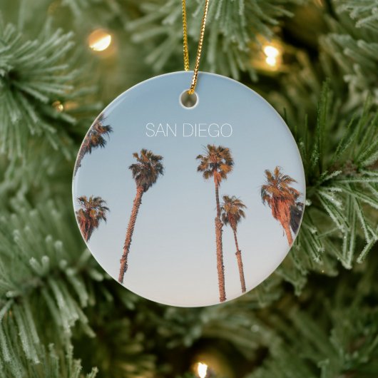 Modern San Diego Tall Palm Trees Custom Souvenir Keramisch Ornament (Boom)