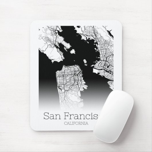 Modern San Francisco City Map Muismat (Met muis)
