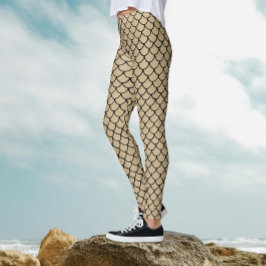 Modern Sand Beige Zeemeermin Vis Schalen Patroon Leggings