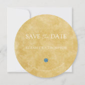 Modern Sand Blue Hydrangea Round Wedding Save The Date (Voorkant)