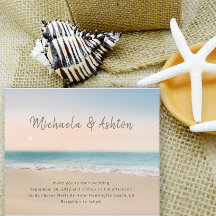 Modern Sandy Beach Wedding Briefkaart