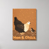 Modern Sandy-oranje Hen & Chick Kitchen Canvas Afdruk (Voorkant)