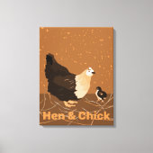Modern Sandy-oranje Hen & Chick Kitchen Canvas Afdruk (Voorkant)