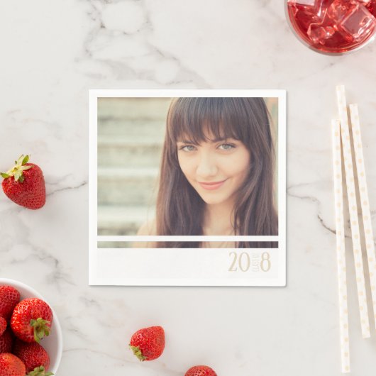 Modern Sandy & White Afstuderen Custom Party Napki Servetten (Insitu)