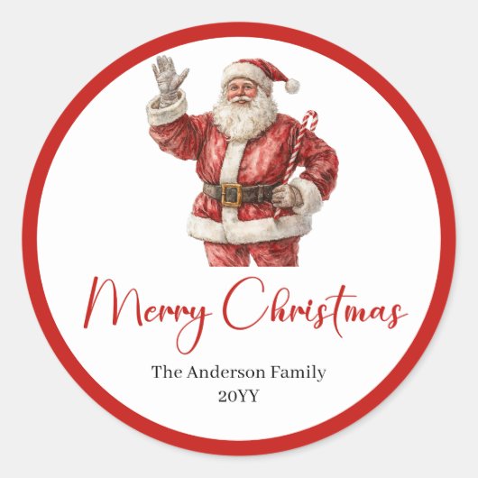Modern Santa Claus Holiday Label Sticker Design (Voorkant)