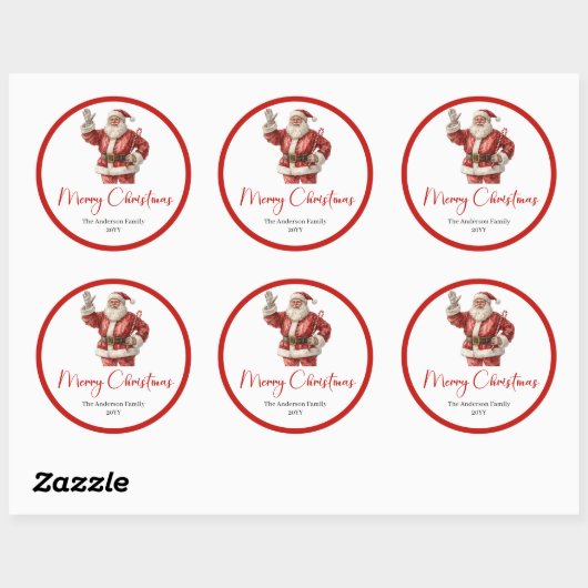 Modern Santa Claus Holiday Label Sticker Design (Vel)