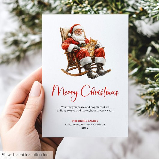 Modern Santa Claus Rustic Festive Holiday Greeting Feestdagenkaart