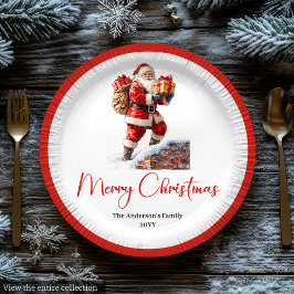 Modern Santa Claus Simple Script Font Paper Plates Papieren Bordje