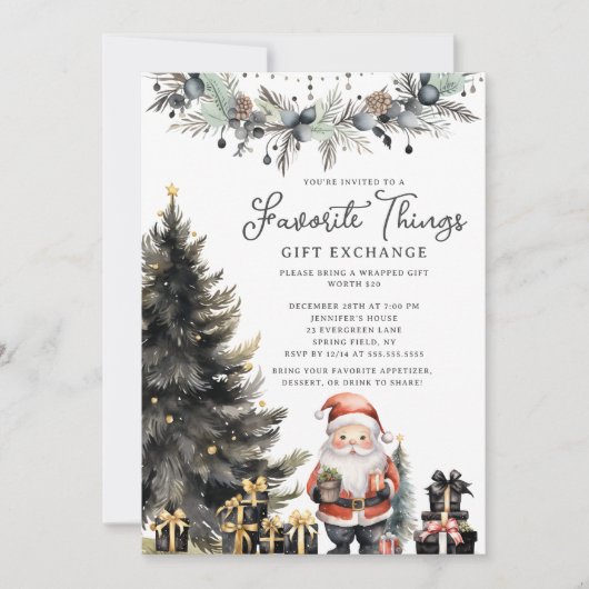 Modern Santa Favorite Things Invite Kaart (Voorkant)