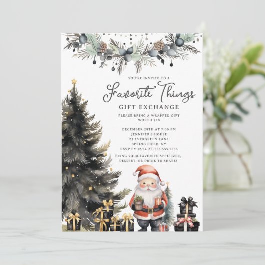 Modern Santa Favorite Things Invite Kaart (Staand voorkant)
