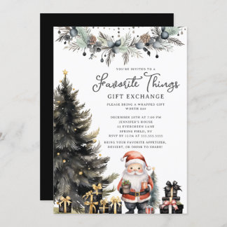 Modern Santa Favorite Things Invite Kaart