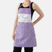 Modern Santa Holiday Helper Paars Striped Apron Schort (Insitu)