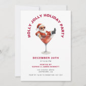 Modern Santa Holly Jolly Christmas Party Kaart (Voorkant)