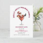 Modern Santa Holly Jolly Christmas Party Kaart (Staand voorkant)