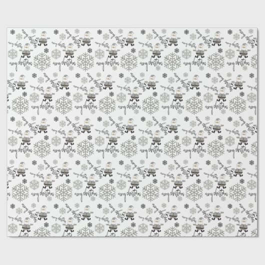 Modern Santa Houndstooth Snowflakes Patroon Cadeaupapier (Vlak)