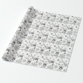 Modern Santa Houndstooth Snowflakes Patroon Cadeaupapier (Uitgerold)