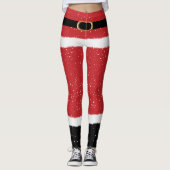 Modern Santa Mrs Claus Costume Cute Fun Kerstmis Leggings (Voorkant)