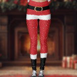 Modern Santa Mrs Claus Costume Cute Fun Kerstmis Leggings<br><div class="desc">Deze leuke kerstleggings zijn de perfecte kerstman voor kerstmorgen of feestdagen. Wees de coolste feestdag in dit leuke en moderne ontwerp met sneeuwvloeren en een nepgouden gordel!</div>