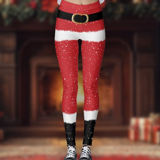 Modern Santa Mrs Claus Costume Cute Fun Kerstmis Leggings