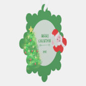 modern santa pine tree christmas green background ornament kaart (Rechts)