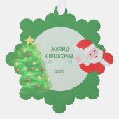 modern santa pine tree christmas green background ornament kaart (Voorkant)