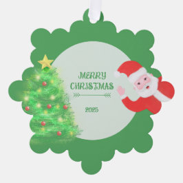 modern santa pine tree christmas green background ornament kaart