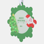 modern santa pine tree christmas green background ornament kaart (Links)
