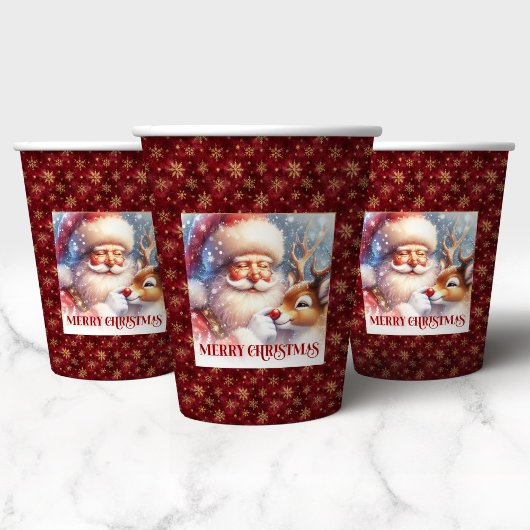 Modern Santa Rudolph Christmas Party Paper Cup Papieren Bekers