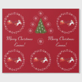 Modern Santa Unicorn - Persoonlijke naam Merry Xma Cadeaupapier (Vlak)