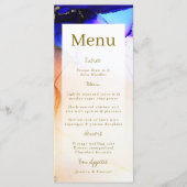 Modern Sapphire Blue en Sinaasappel Wedding Menu (Voorkant)