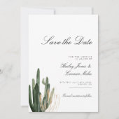 Modern Saquaro Cactus Save the Date Invitation Kaart (Voorkant)