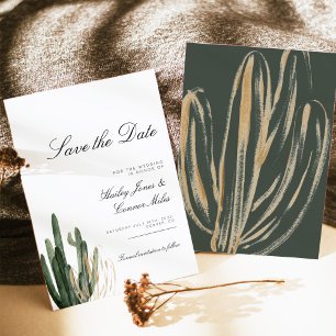 Modern Saquaro Cactus Save the Date Invitation Kaart