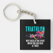 Modern Sarcastisch Triathlon citaat met kleurenpla Sleutelhanger (Voorkant)