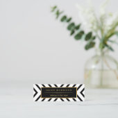 Modern Sassy Gold Black White Pattern Mini Visitekaartje (Staand voorkant)