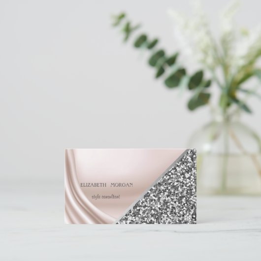 Modern Satin, Glitter, Geometrisch, Abstract Visitekaartje (Staand voorkant)